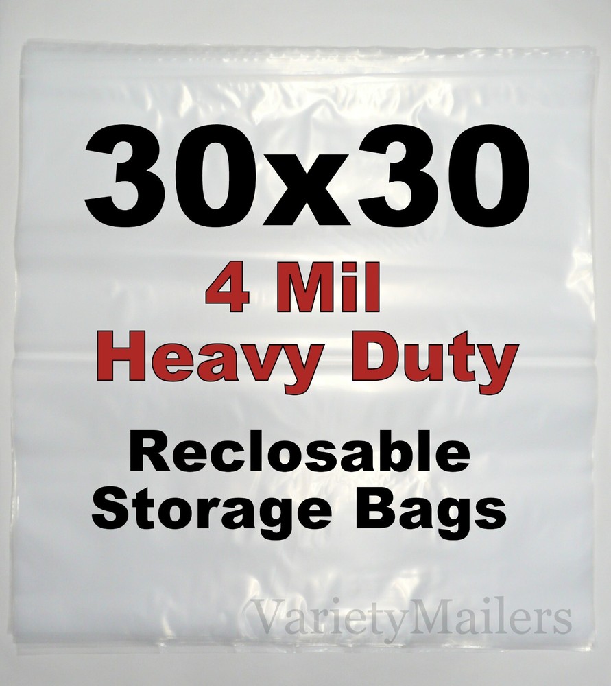 5 EXTRA LARGE Storage Bags 30”x 30” Clear Zip Lock Reclosable HEAVY DUTY 4 MIL