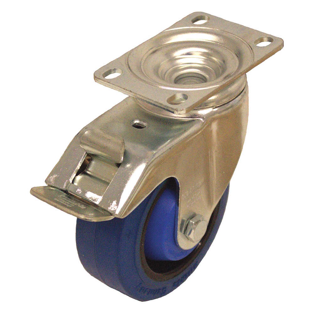 GRAINGER APPROVED L-POEV 102KA-12-FI-SB Plate Caster,Swivel,Rubber,5 1/8″H 491A2