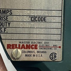 Reliance Duty Master P56E301N-EM AC Motor 3/4 HP 3 Phase 208-220/440V Type R ✅