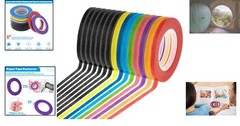 Ultra-Thin 1/8 Inch Paper Art Pinstripe Tape – 15 Rolls in Colorful Assortment