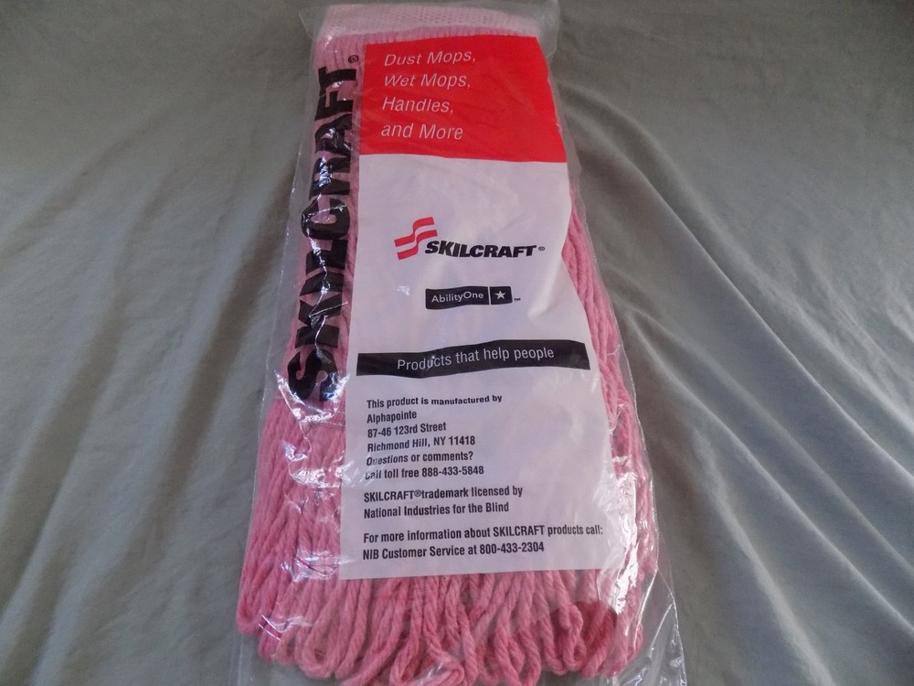 Skilcraft Inhibitor Anti-Microbial Mop Head 4 Ply Synthetic Yarn Looped End Mop