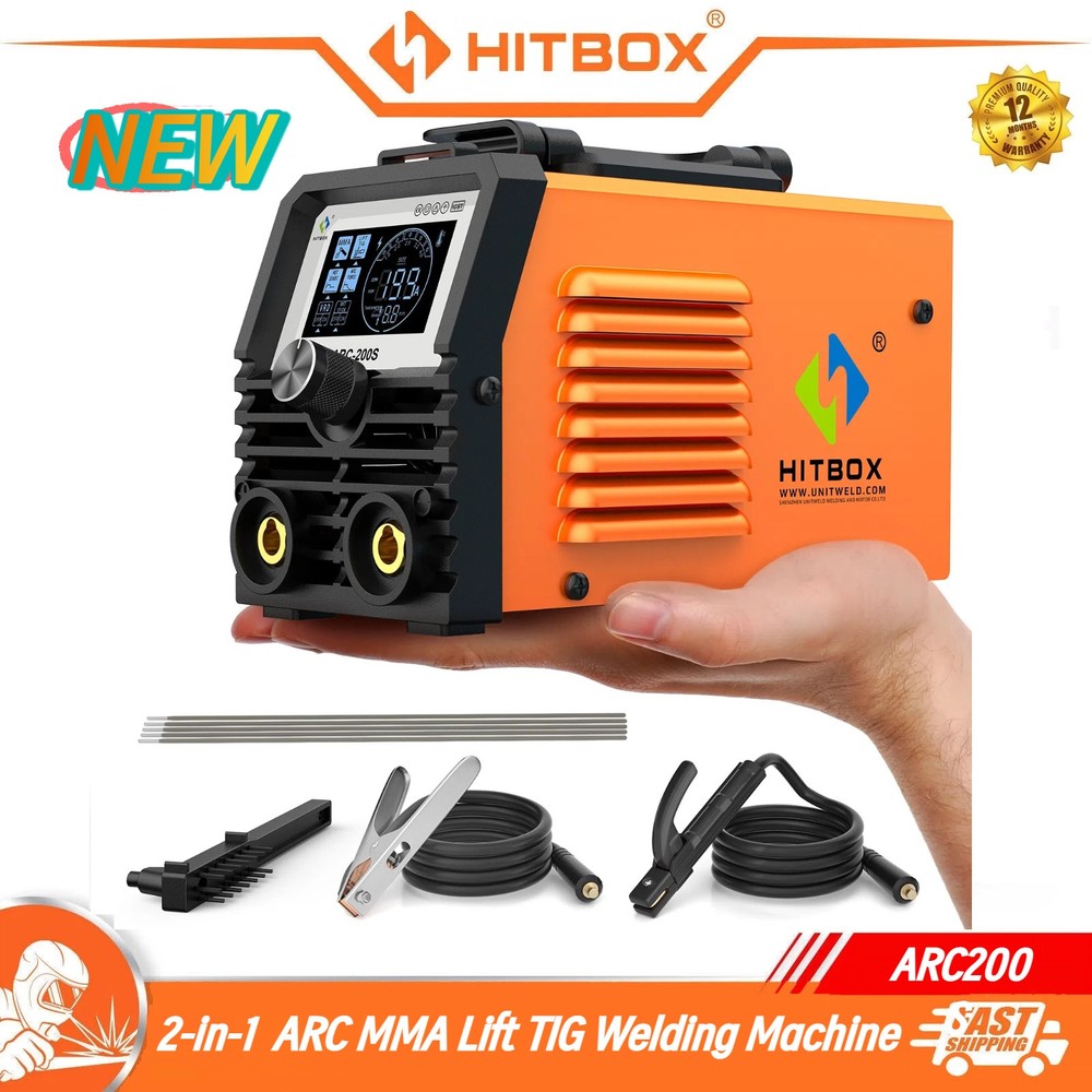 HITBOX 200A Stick Welder 110V ARC MMA Lift TIG 2-in-1 Welding Machine Houeshold