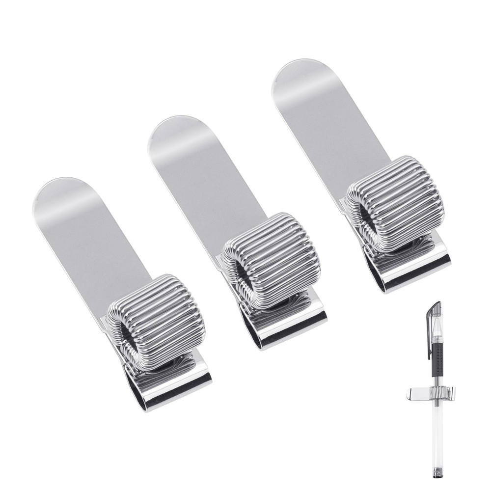 Quacc 3 PCS Metal Pen Holder Adjustable Single Spring Loop Pen Holder Clip fo…
