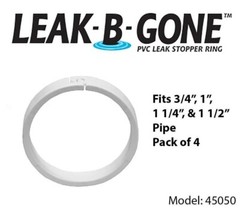 Leak-B-Gone 45050 Plumbing PVC Pipe Leak Repair Rings 3/4″, 1″, 1 Pack, White