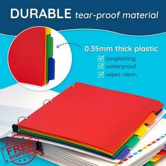 Blue Summit Supplies 5 Tab Plastic Binder Dividers 15 Pack