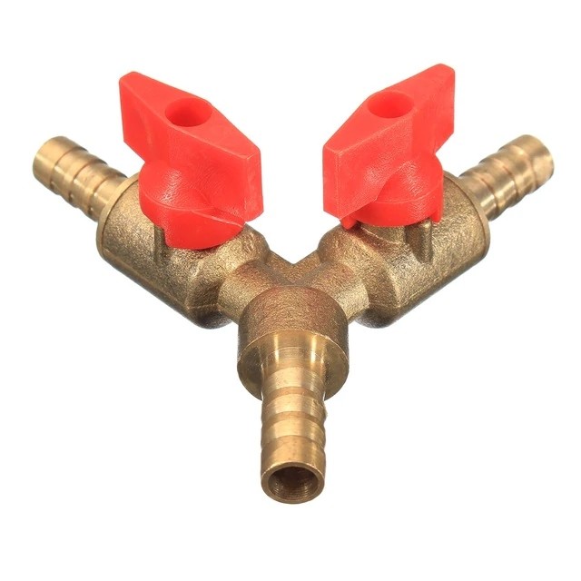 5/16″ 8mm Brass Y 3-Way Shut off Ball Valve Fitting Hose Barb Fuel Gas CLAMP Tee