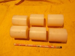 6 pc lot NATURAL NYLON ROD machinable plastic bar bushing round 2″ OD x 2-1/4″ L