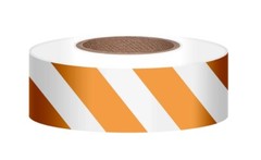 SWO Presco White Orange ½” Stripe 300’ x 1-3/16″ 2 mil Thick Vinyl Flagging Tape