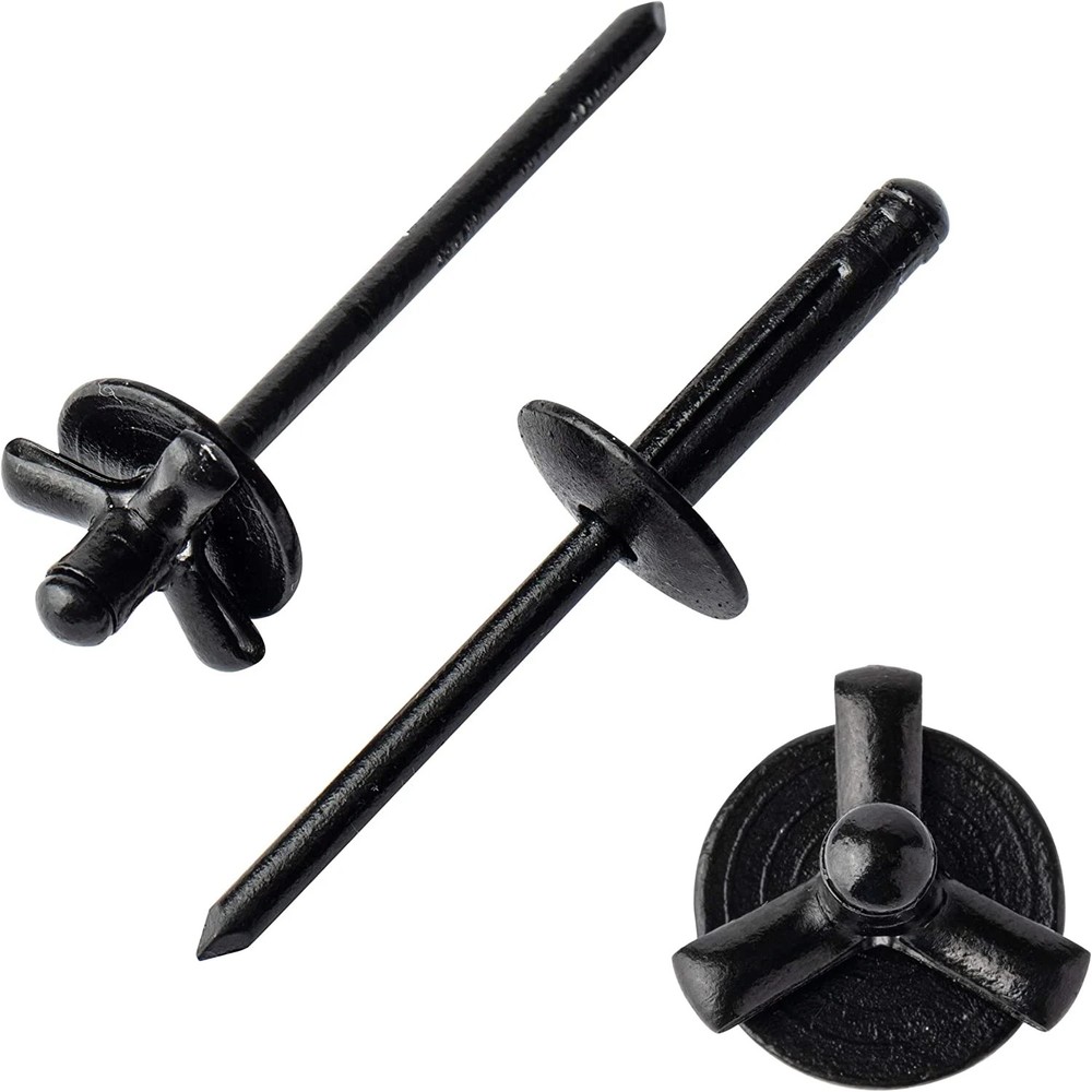 50Pcs 3/16″ X 4/5″ Large Head Tri-Fold Exploding Aluminum Pop Rivets (Black)