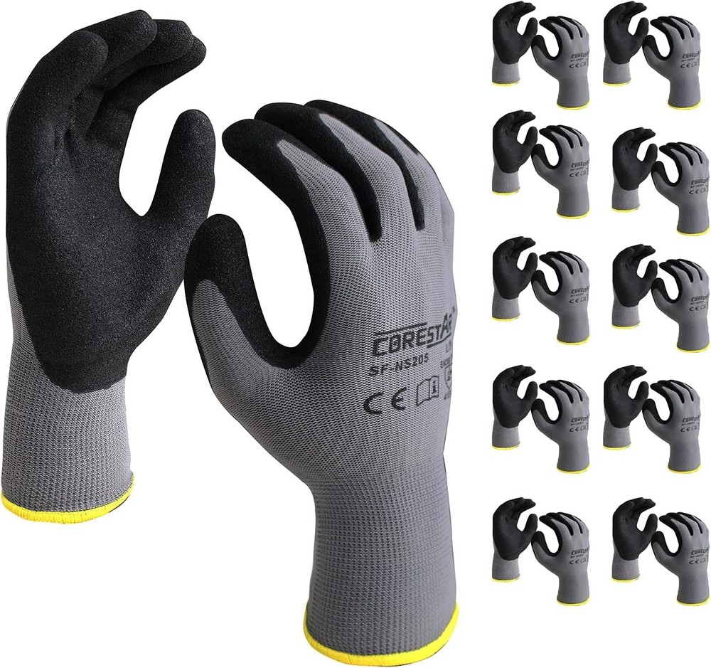 Corestar Safety Work Gloves – MicroFoam Nitrile Palm Coated Seamless Nylon M