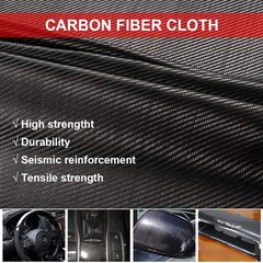 20″ x 10FT Real Carbon Fiber Fabric Cloth Roll 3k 200gsm 2×2 Twill Weave Black
