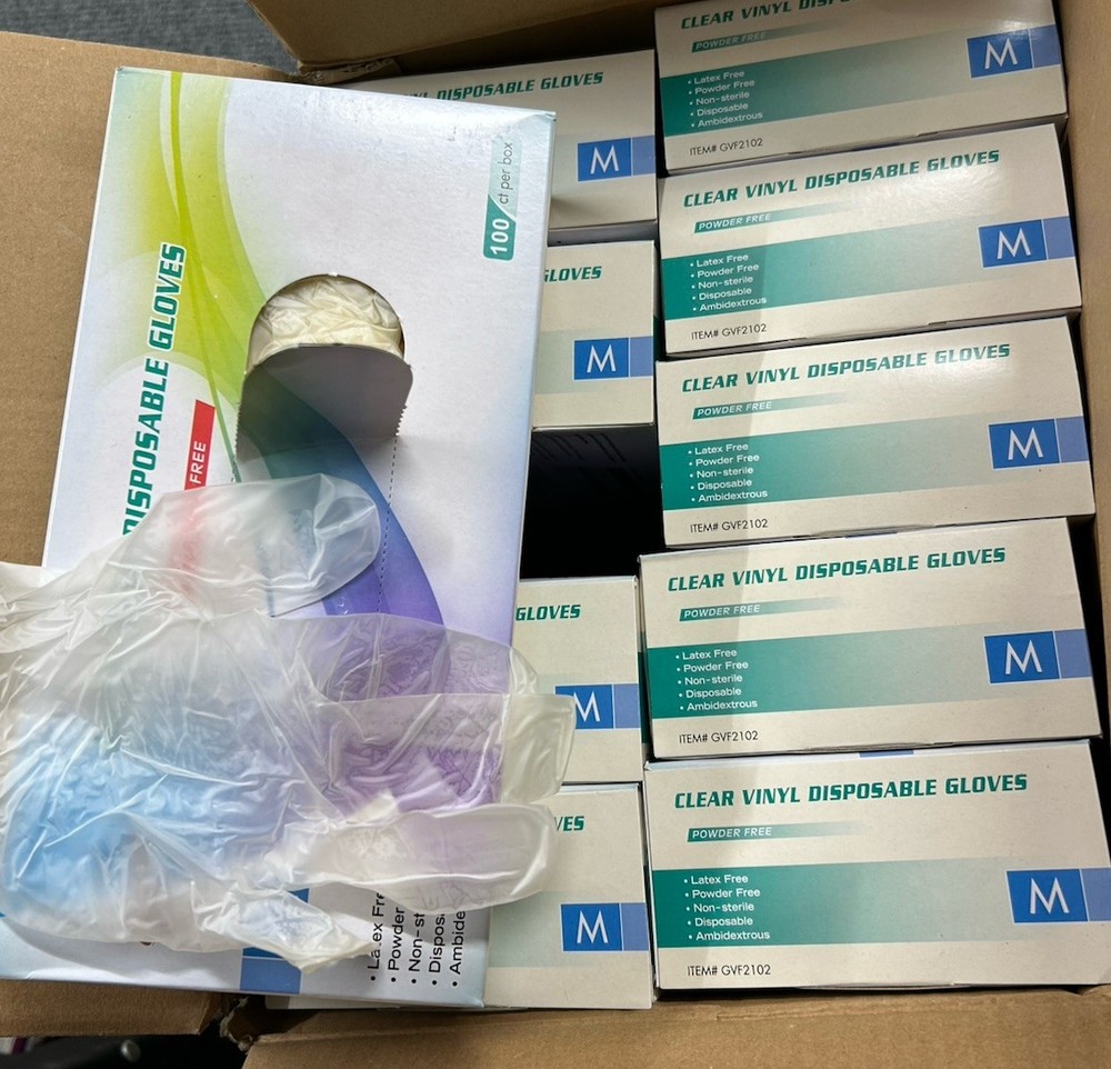 size Medium case 1000 Vinyl Disposable Medical-EXAM Gloves NO-latex Powder-Free