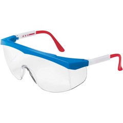Stratos Safety Glasses SS130 Red/White/Blue Frame Clear Lens