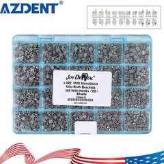 50Sets AZDENT Dental Ortho MIM Monoblock Brackets Braces Mini Roth 022 Hook 345