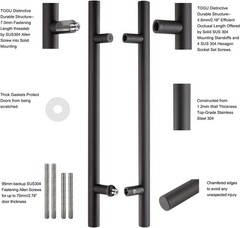 TOGU TG-6012 60-Inch Double-Sided Push Pull Door Handle, Matte Black SUS304 S…