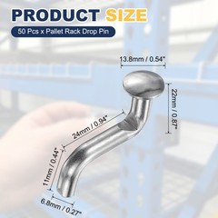 50 Pack Pallet Rack Drop Pin, 0.27 Inch Round Head S-shaped Bolt Universal Pins