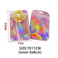 50pcs Iridescent Zip Lock Bags Holographic Self-Sealing Packaging Pouches – NEW