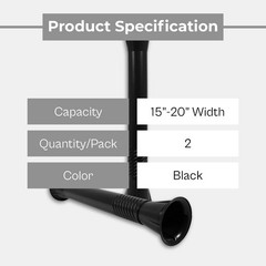 Coreless Pre Stretch Film Wrap Dispensers For Adjustable 15″-20″ Black Pack of 2