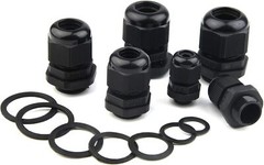 PG7 – PG29 Black/White/Brass Tight Cord Grip Cable Gland w/Lock-Nut & Gasket LOT