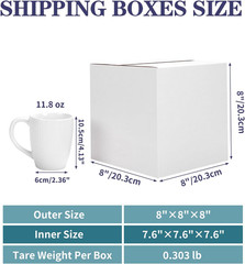 25 Pack Shipping Boxes 8X8X8, White Corrugated Cardboard Mailing Box for Busines