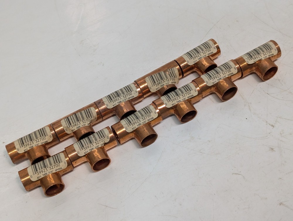 Lot of 11: Nibco 611 Tee 1/2″ 5P098 Wrought Copper Solder Connector Fittings