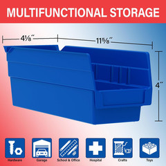 30120 Plastic Shelf Bins, Heavy Duty Storage Bins for Garage, Closet, and Drawer