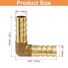 2PCS 3/8″ Hose Barb Fitting 90 Degree Elbow Connector, Right Angle Brass