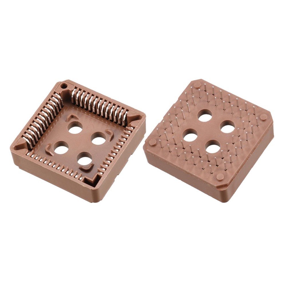Through Hole Mounting PLCC52P PLCC 52Pin DIP IC Sockets Brown 10 Pieces