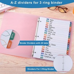 2 Set A-Z Alphabet Dividers for 3 Ring Binder, 20 Tab Binder Dividers with Ta…