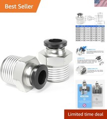 High Pressure Push to Connect Fittings – 1/4″ x 3/8″ NPT Thread, Non-Leak Design