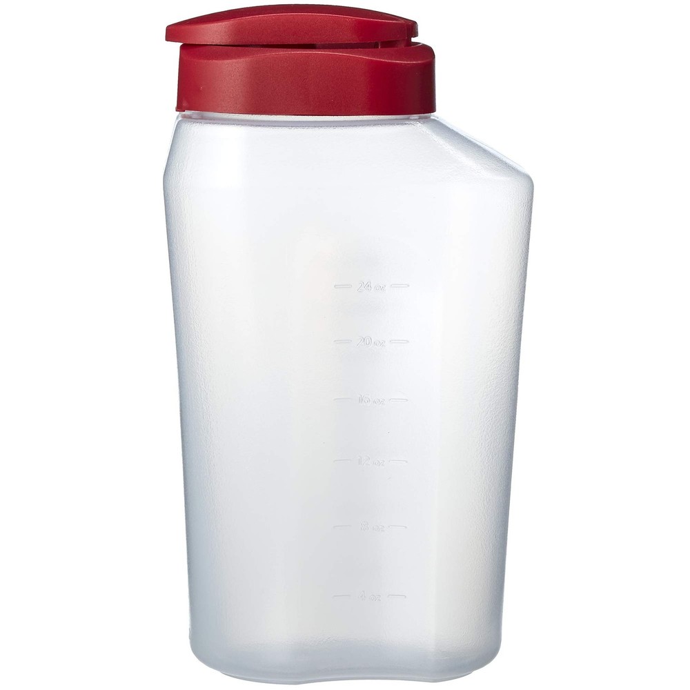 GoodCook 1 Quart Bottle with Snap Lock Easy-Pour 32 Ounces, Clear and Red
