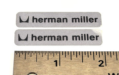 2 Genuine Herman Miller Foil Stickers, Label, Tag, with Logo in Silver