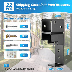 Upgraded 22PCS Wood Truss Brackets for Shipping Containers, Heavy Duty 20Ft Ship