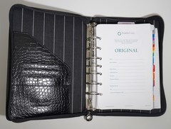 VTG Franklin Covey Day One Classic 7-Ring Planner Faux Alligator Leather Black