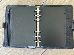 VAN DER SPEK Black Planner Cover for FiloFax Personal Size w/Leather Flyleaf