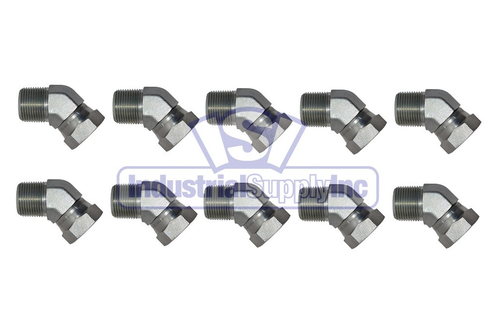 45° Male Elbow | 1/4″ Male Pipe x 1/4″ Female Pipe Swivel | 1503-04-04 | 10 Pack