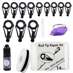 Fishing Rod Repair Kit with UV Glue, 14 Tip Tops & Thread