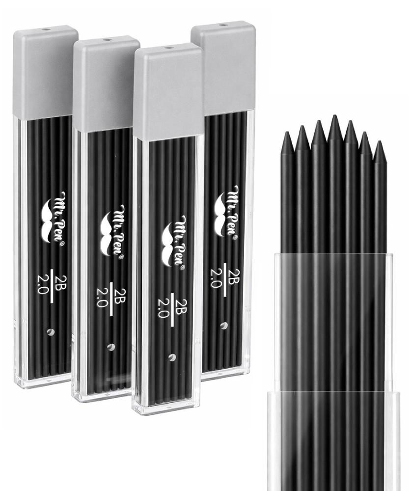 Mr. Pen- 2.0 mm Lead Refills, 48 Pack (12 per Tube), Black, 90 2 mm, Black