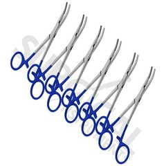 BLUE – 6 Pcs Kelly Hemostat Forceps 5.5″ Curved Surgical Dental German Grade