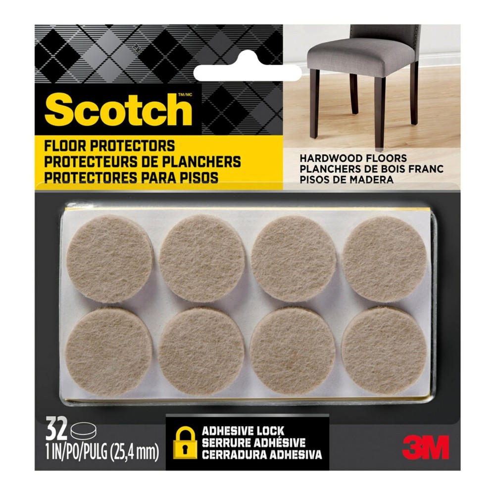 Scotch Felt Pads 32 PCS Beige, Furniture for Protecting 1″, Beige