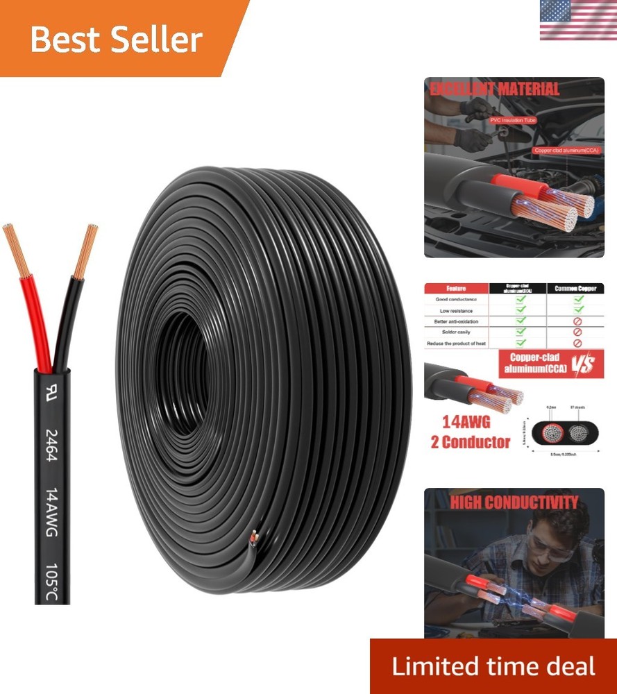 14 Gauge 2 Conductor Electrical Wire, 14 AWG 2.08mm PVC Cord, 12V/24V DC Low …