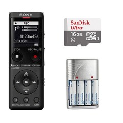 Sony ICD-UX570 Digital Voice Recorder (Black) + 16GB Memory Card – Basic Kit