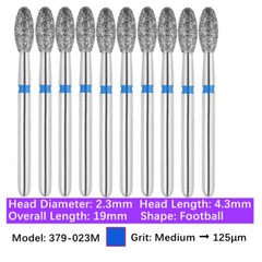 10pc/pk Dental Diamond Burs Shape Egg Diamond Bur Super Fine Medium Coarse