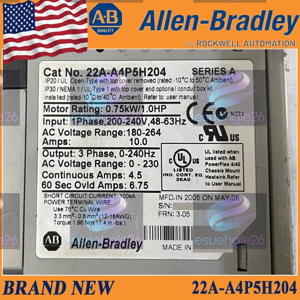 22A-A4P5H204 Original New AB PowerFlex 4 0.75 kW (1 Hp) AC Drive Free Ship US