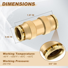 5/8″ Quick Push to Connect Fittings Brass Union Straight Joint DOT Approved 5…