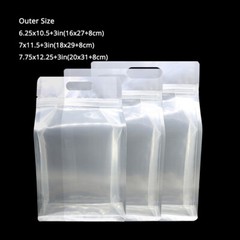 Multi-Size Mylar Clear/Clear/Clear Glossy Stand Up Zip Lock Bag w/ Hang Hole
