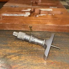 Craftsman Variable Depth Gauge Micrometer w/Wood Storage Box Case & Extra Gauges