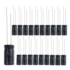220Uf 25V 6 * 12Mm 20Pcs Electrolytic Capacitor 220 UF MFD 25 Volt 0.24 * 0.47In