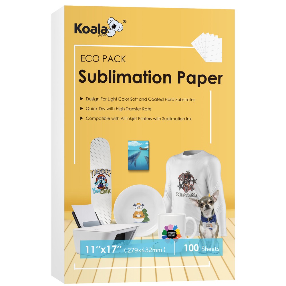 Koala Sublimation Paper 11X17 Heat Transfer 100 Sheets for Inkjet Printer 115g