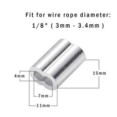 Aluminum Crimping Loop Sleeves Cable Crimp for 1/8 Inch Wire Rope Cable 100pcs